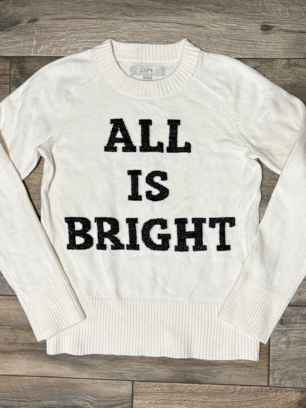 Loft "All is bright" sweater